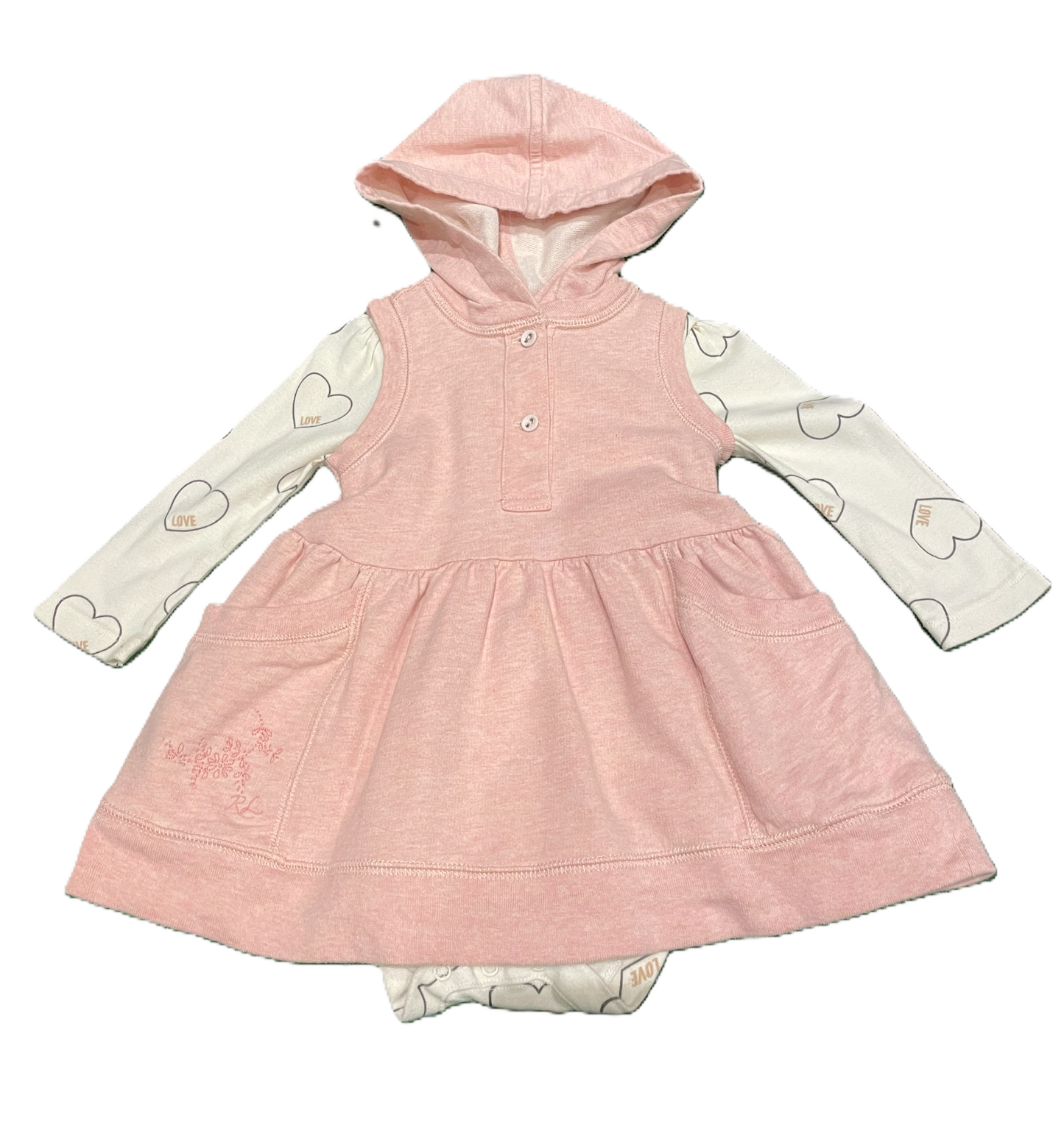 6-9 Girls Ralph Lauren Pink Jumper, Bundles Hearts Onesie
