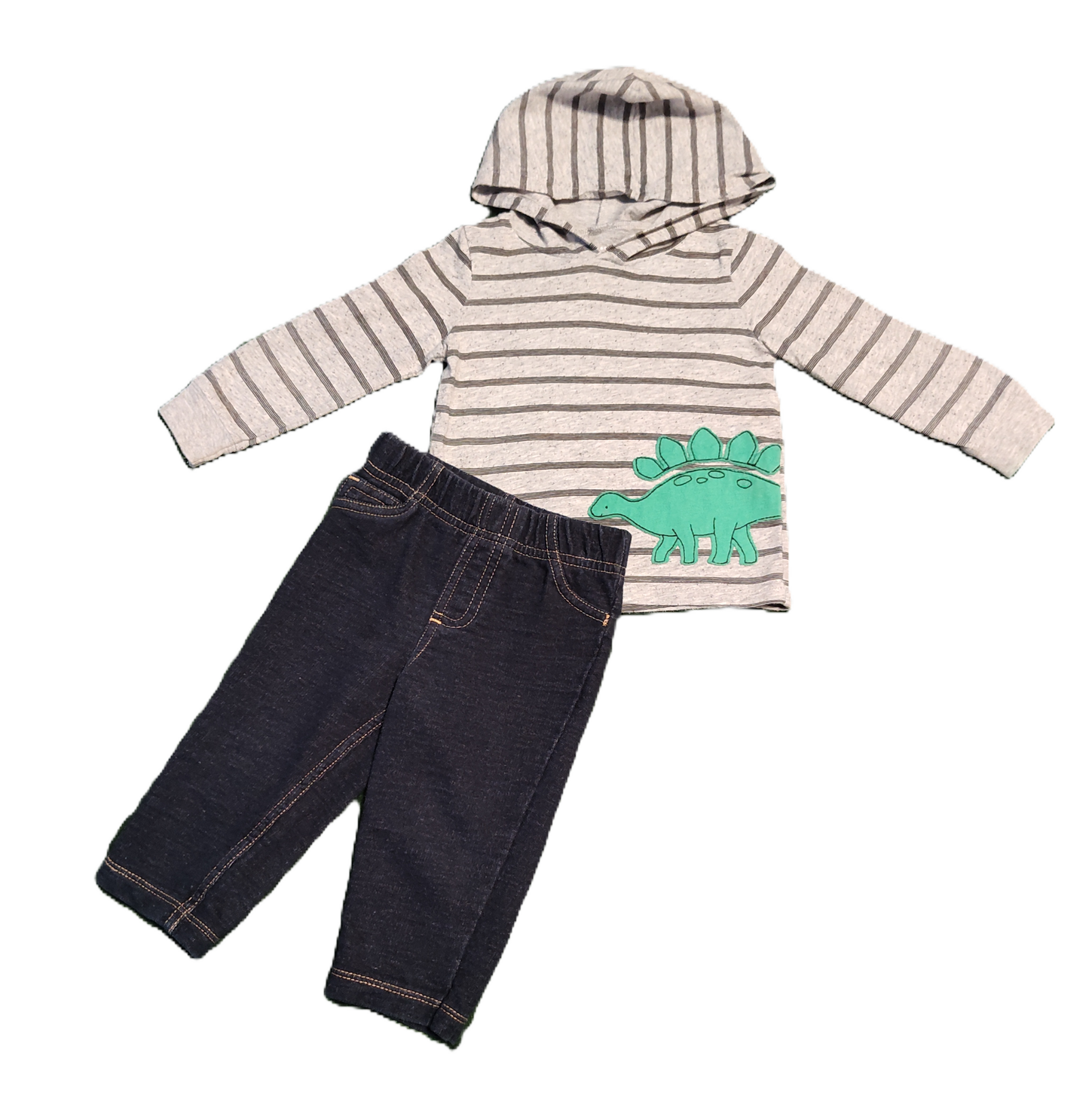 6-9 Boys Child Of Mine Striped Hoodie w/Dinosaur, Carter's Jeggings