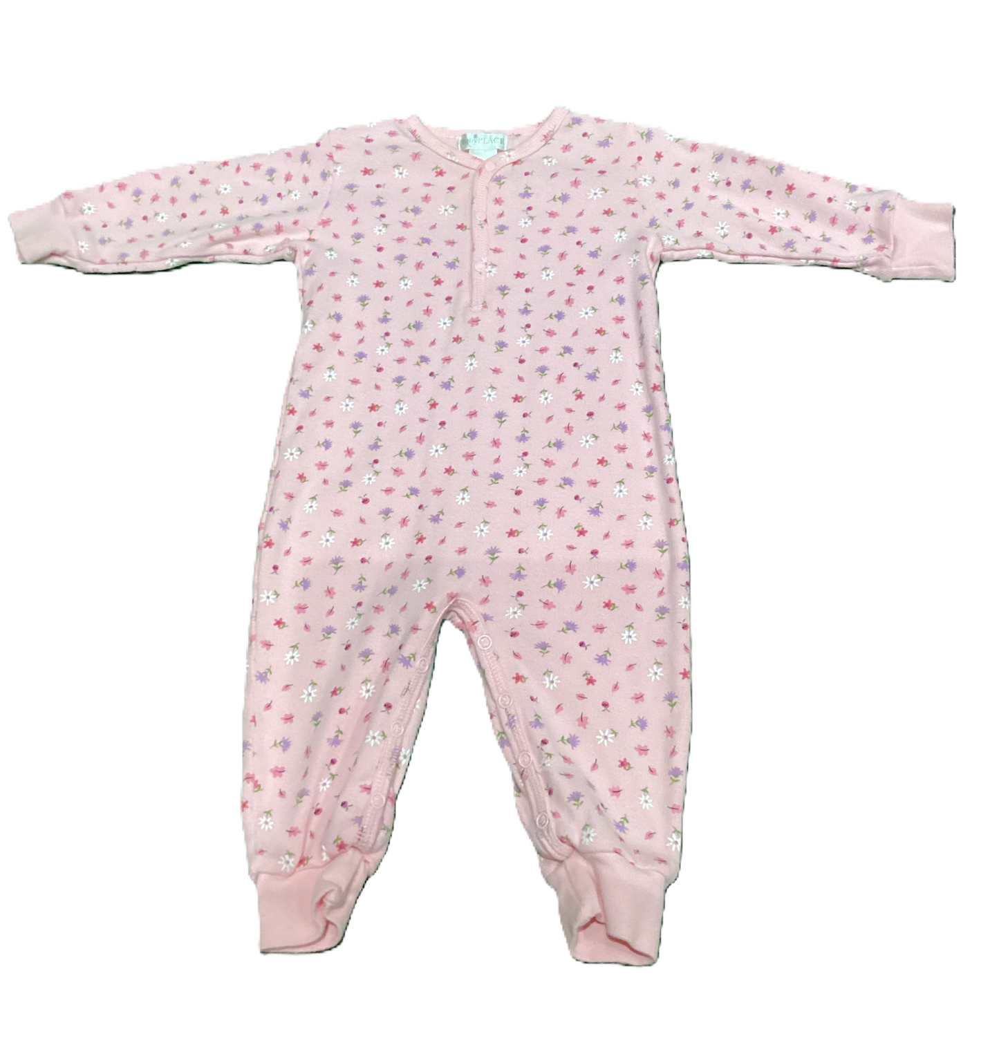 6-9 Girls Baby Place Pink Ribbed Floral One Piece