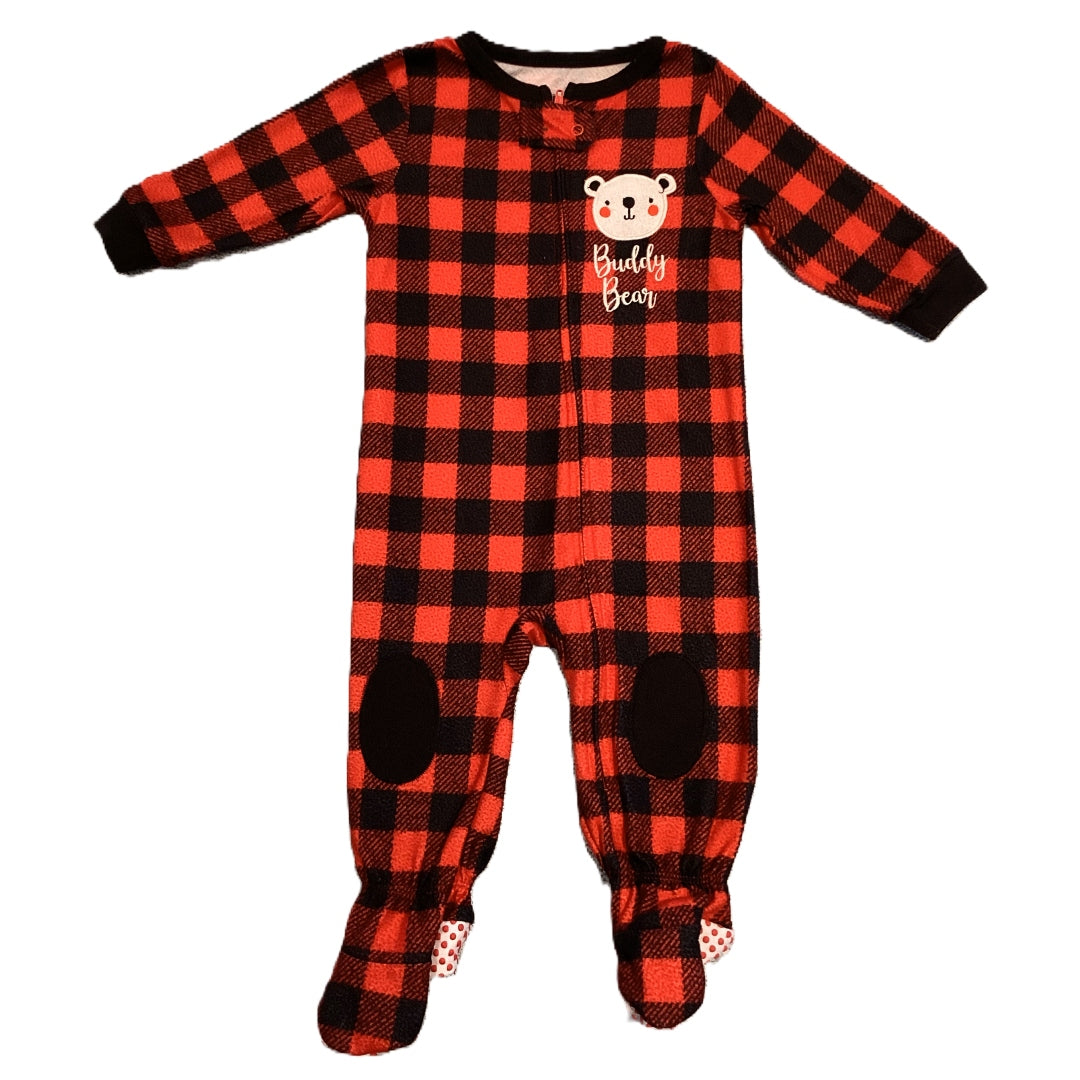 3-6 Boys Jammies For Your Families Buddy Bear Red/Black Flannel Sleeper