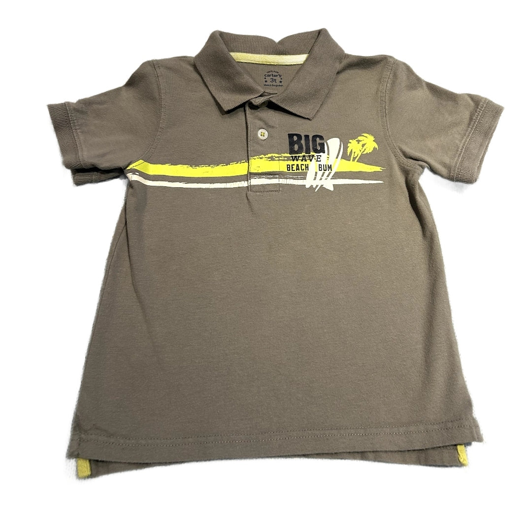 3T Boys Carter's Gray Big Wave Beach Bum Polo Shirt