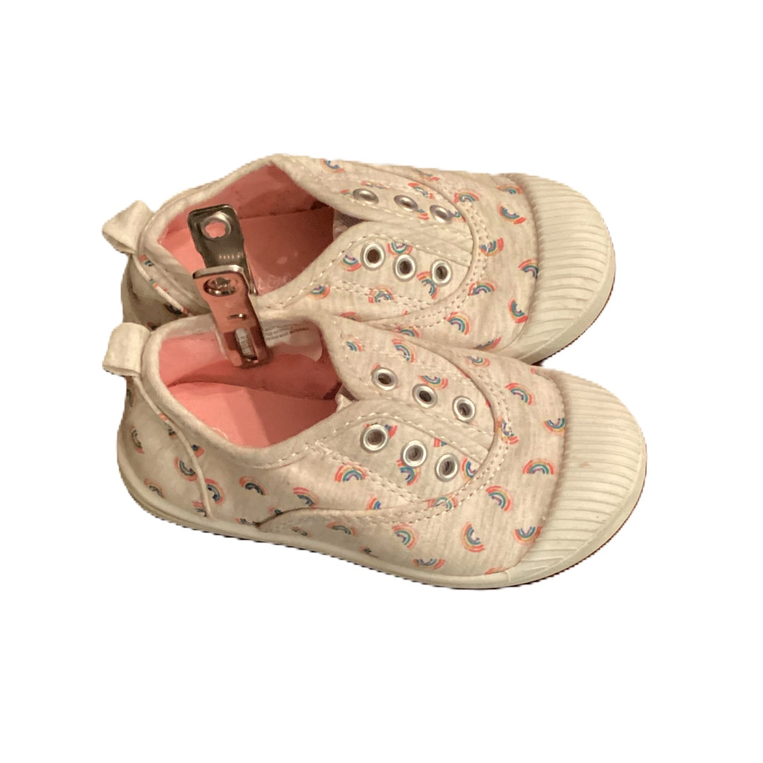 Size 7 Cat & Jack Oatmeal w/Rainbows Slip Ons
