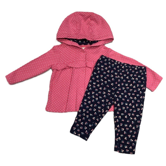 3-6 Girls Carter's Raspberry Polka Dot Jacket w/Matching Floral Leggings