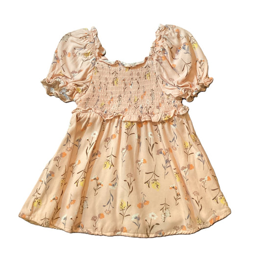 9-12 Girls Art Class Light Pink Floral Dress w/Ruched Bodice