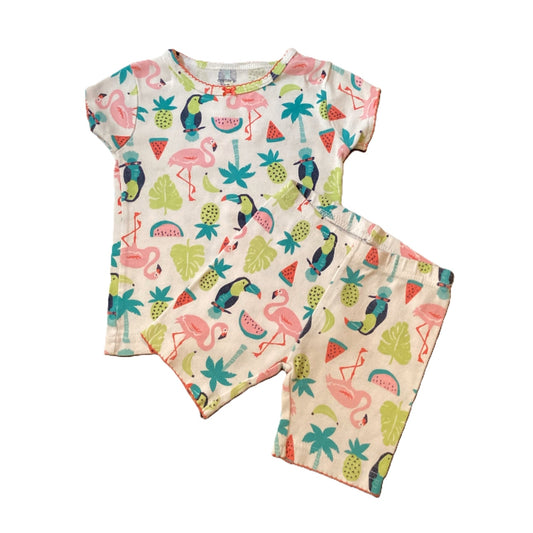 9-12 Girls Carter's White Tropical 2 Piece Pajamas