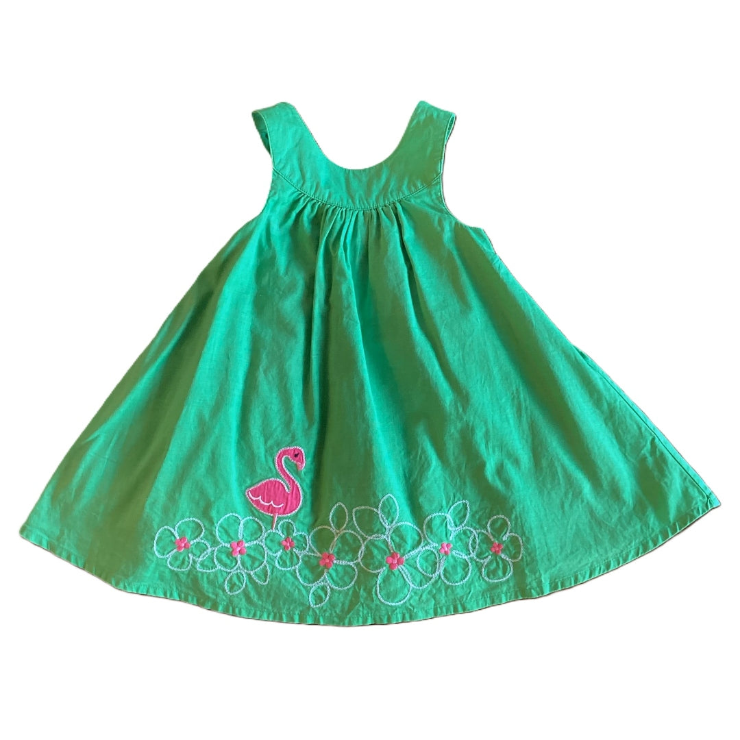 12-18 Girls Gymboree Green Dress w/Pink Flamingo