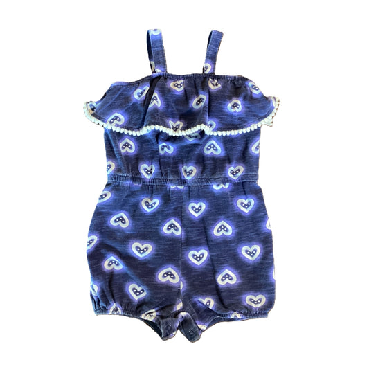 12-18 Girls Miniville Blue Romper w/White Hearts