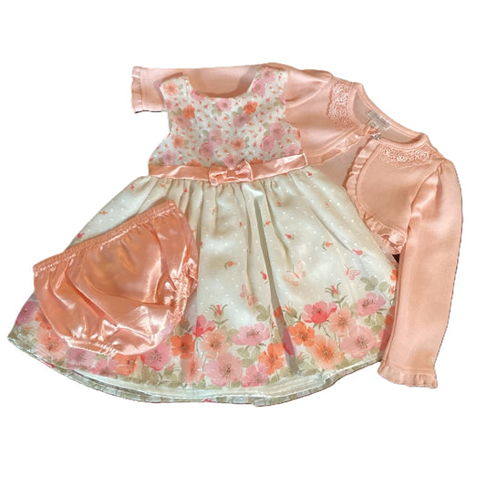 12-18 Girls Nanette Baby White Party Dress w/Pink Shrug and Bloomers