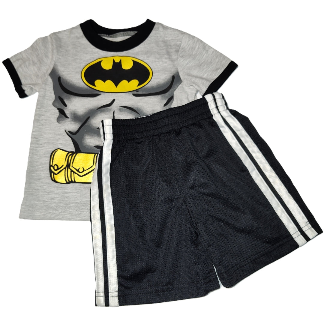 9-12 Boys Batman Gray Tshirt, The Children's Place Black Athletic Shorts