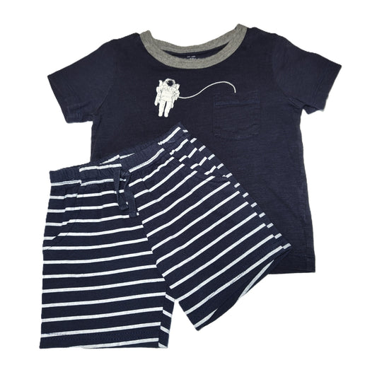 9-12 Boys OshKosh Blue Tshirt w/Astronaut, HB Striped Shorts