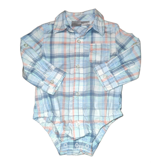 9-12 Boys Koala Baby Pastel Plaid Long Sleeve Onesie