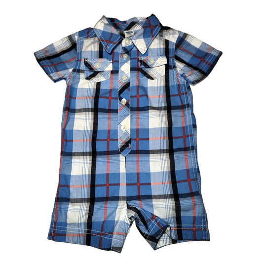 6-12 Boys Old Navy Blue Plaid  Romper