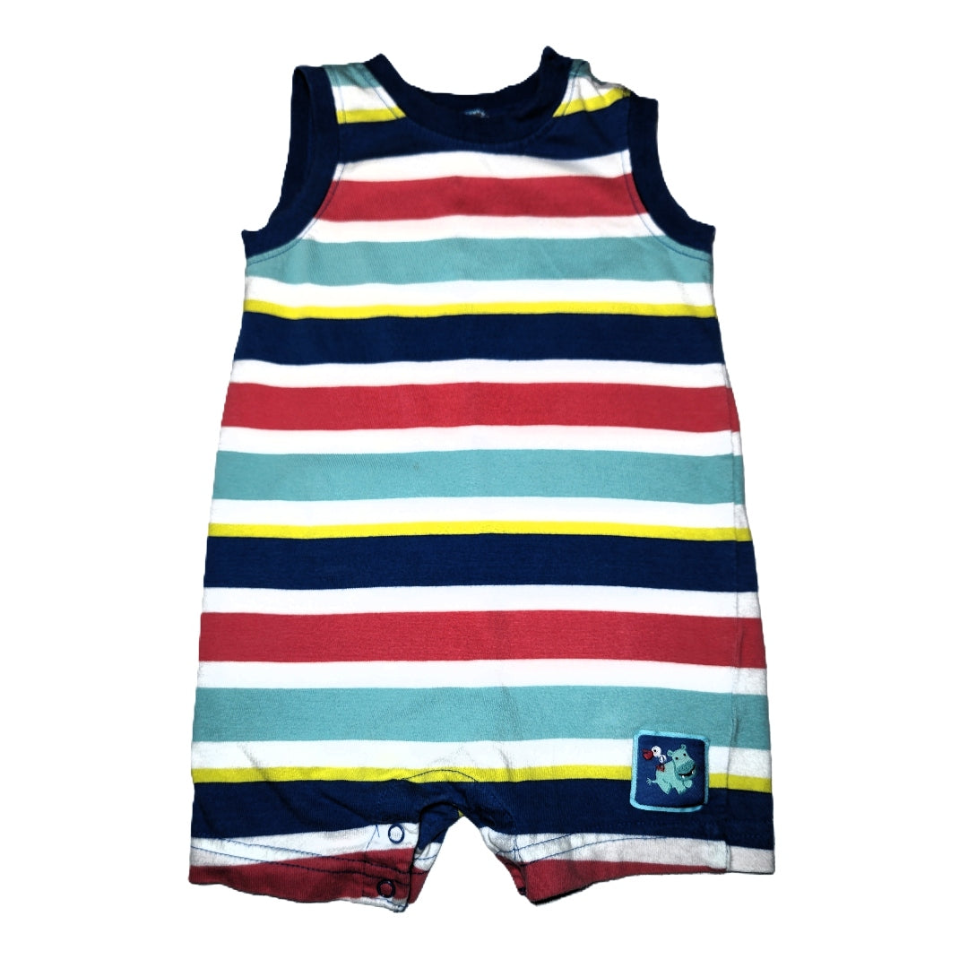 6-12 Boys Gymboree White/Teal/Royal Striped Romper