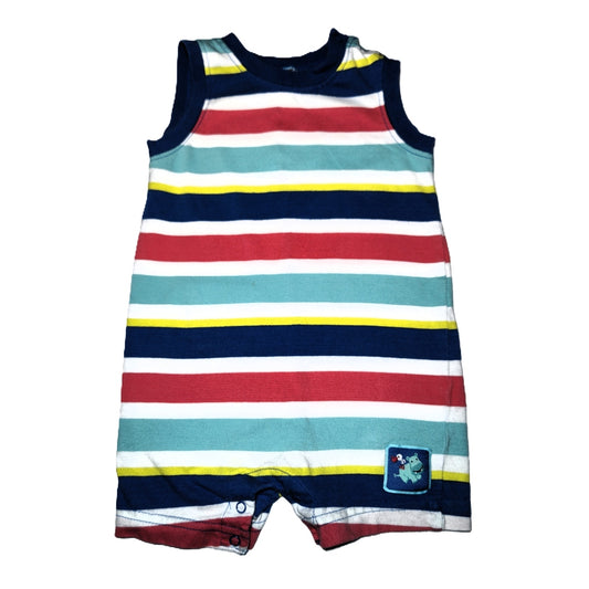 6-12 Boys Gymboree White/Teal/Royal Striped Romper