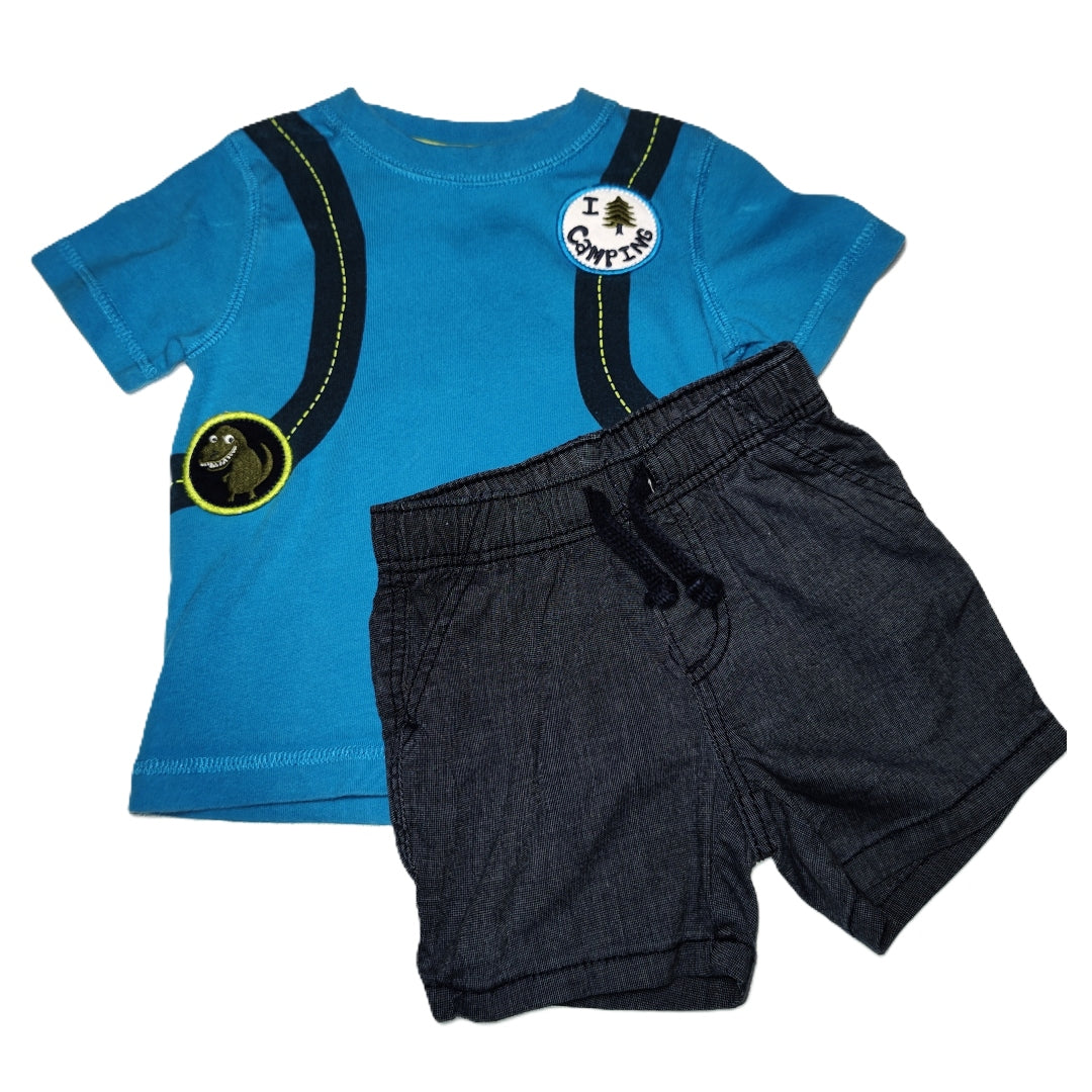 6-12 Boys Gymboree Blue I Love Camping Tshirt, Old Navy Shorts