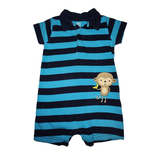 9-12 Boys Just One You Blue Striped Romper