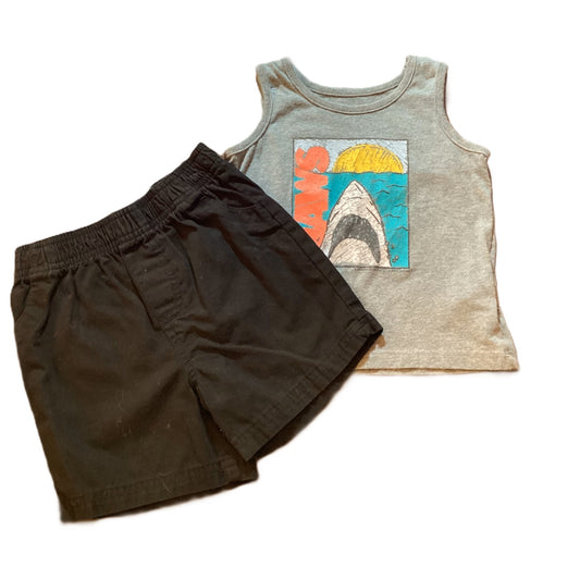 18-24 Boys Old Navy Jaws Tank Top, Garanimals Black Shorts