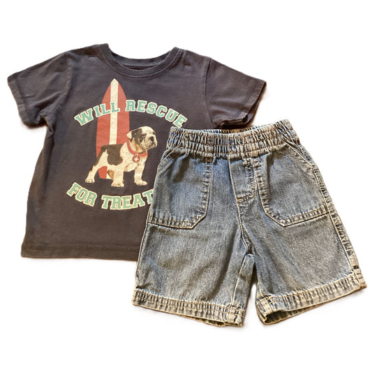 18-24 Boys Gymboree Navy Will Rescue for Treats Tee, Circo Denim Shorts