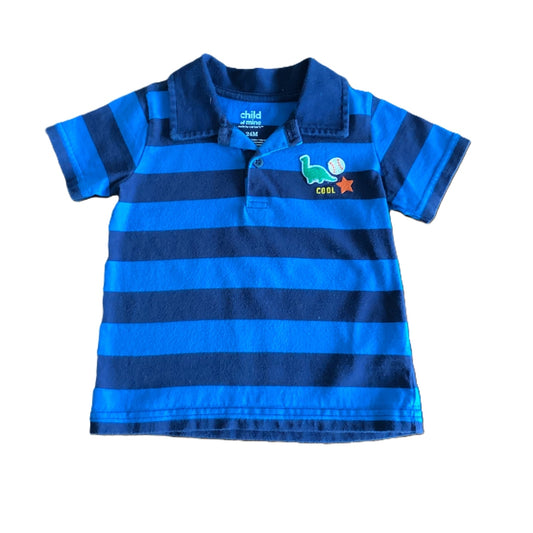 18-24 Boys Child of Mine Blue Striped Polo Shirt