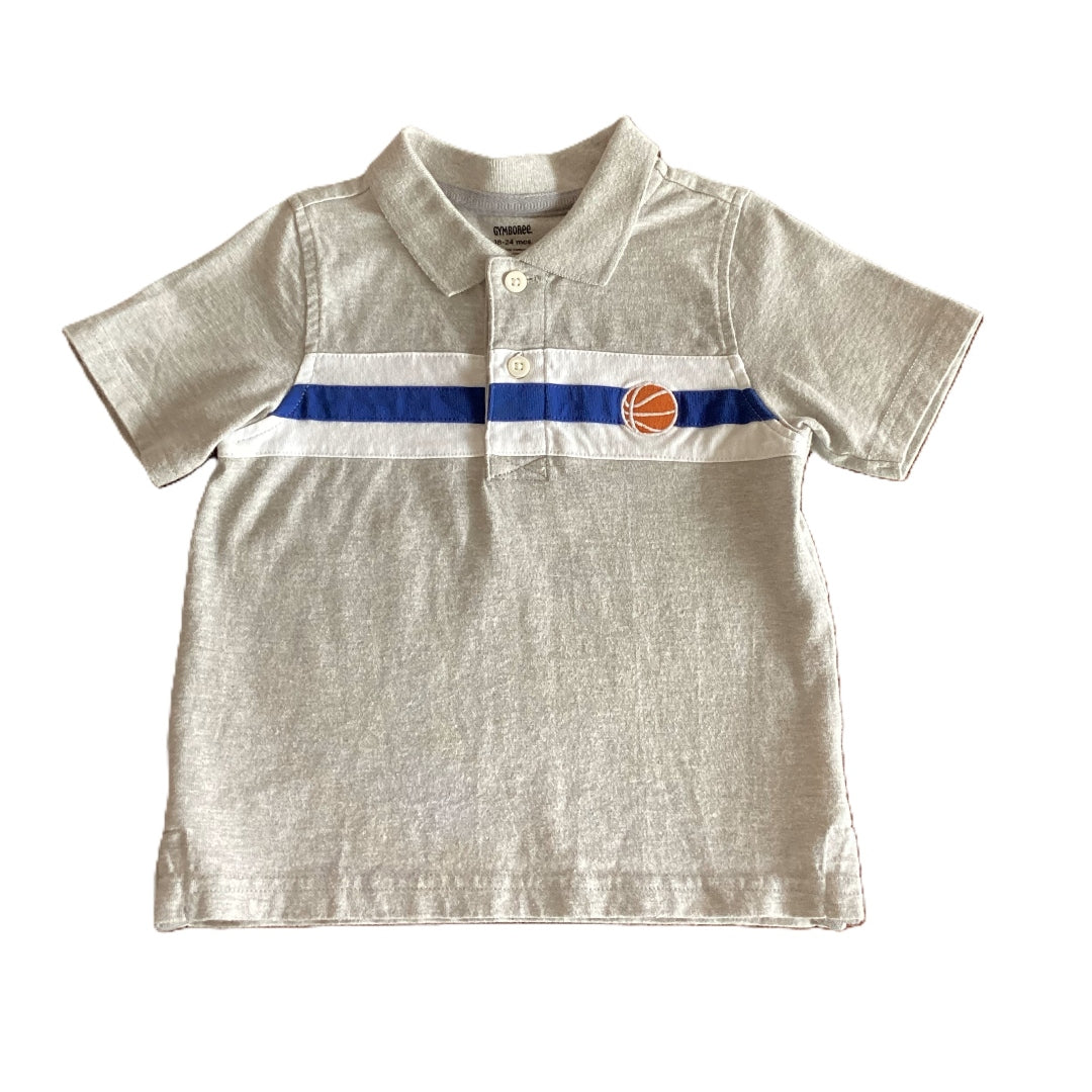 18-24 Boys Gymboree Gray Polo w/Blue/White Stripe