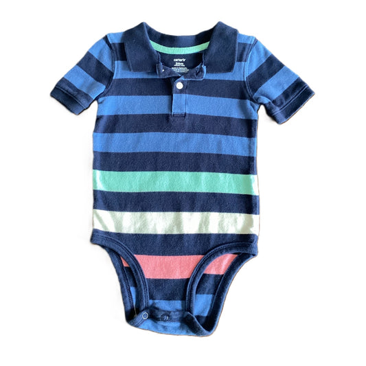 18-24 Boys Carter's Blue/Multi Stripe Polo Onesie