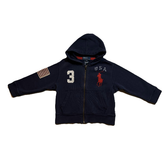 2T Boys Polo Zip Front Navy Zip Front Sweatshirt