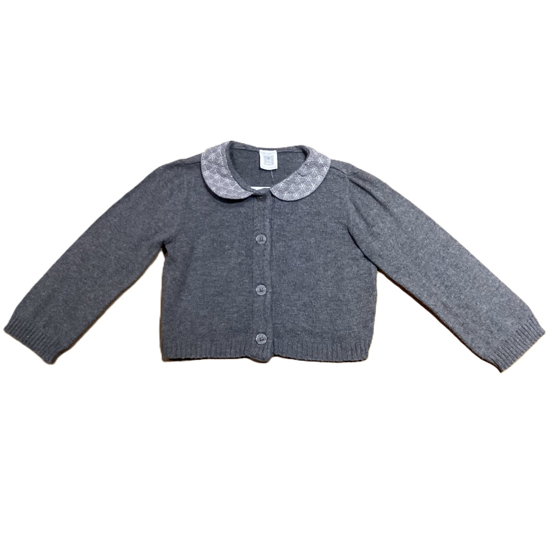 12-18 Girls Carter's Gray Cardigan with Peter Pan Collar
