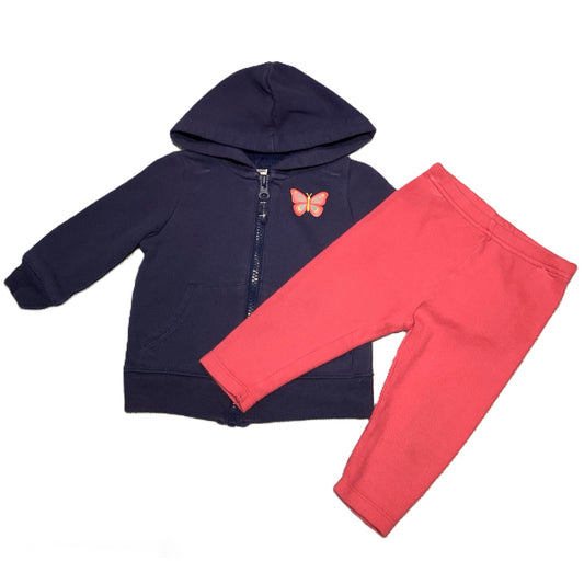 6-9 Girls Carter's Blue Hooded Zip Front Sweatshirt w/Butterfly, Just One You Leggings