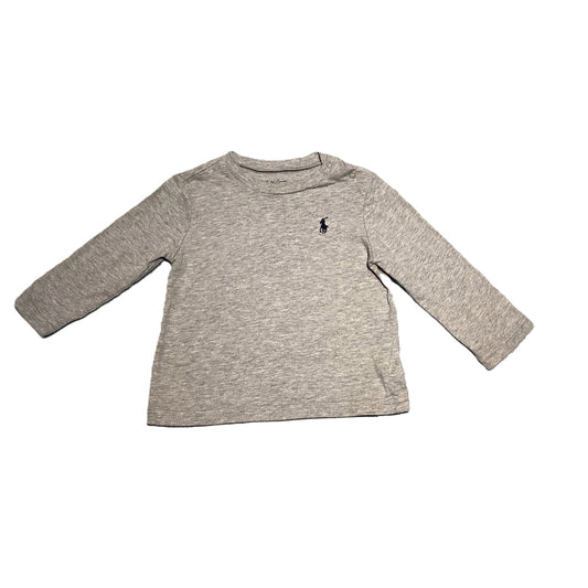 6-9 Boys Ralph Lauren Light Gray Long Sleeve Tshirt