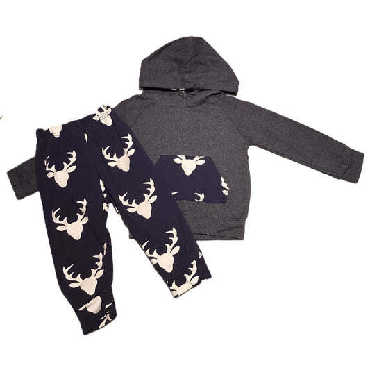 6-9 Boys Kids Tales Deer Hooded Sweatshirt w/Matching Pants