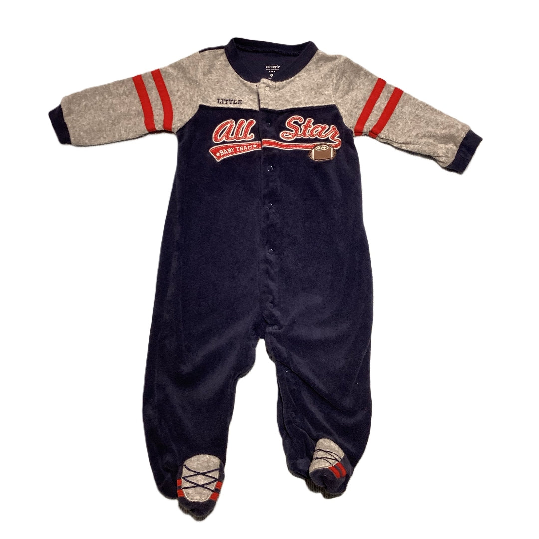 6-9 Boys Carter's Little All Stars Gray/Blue Terry Cloth Sleeper