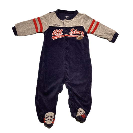 6-9 Boys Carter's Little All Stars Gray/Blue Terry Cloth Sleeper