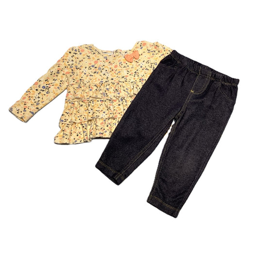 6-9 Girls Laura Ashley Light Yellow Ruffled Shirt, Just One You Jeggings