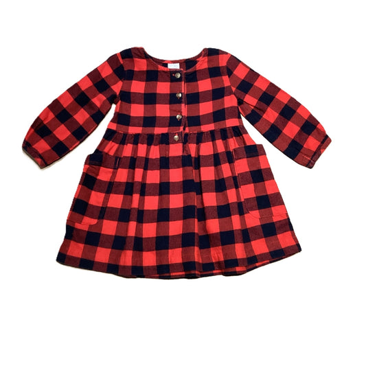 9-12 Girls Carter's Black/Red Plaid Flannel Dress