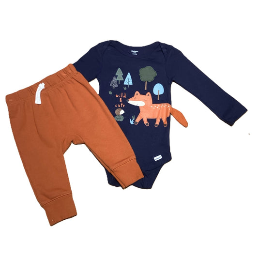 6-9 Boys Gerber's Navy Fox Onesie, Cat & Jack Orange Sweatpants