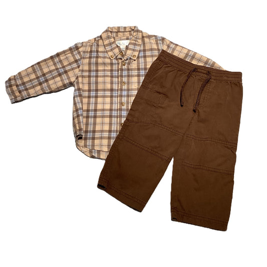 9-12 Boys The Chidren's Place Light Brown Button Down Shirt, Circo Cargo Pants