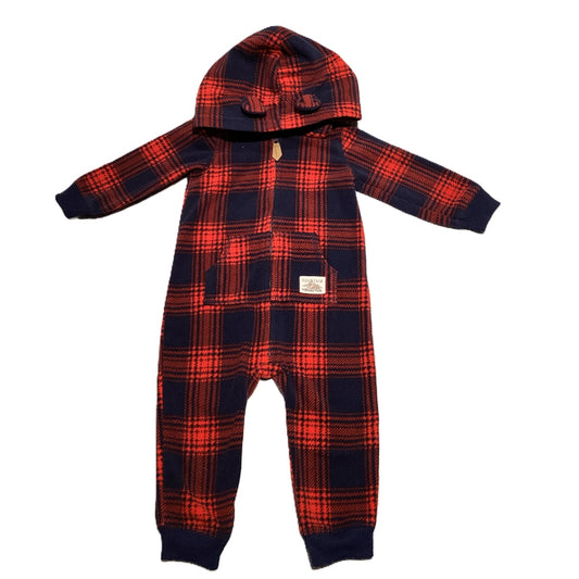 9-12 Boys Carter's Red/Blue Plaid Fleece One Piece