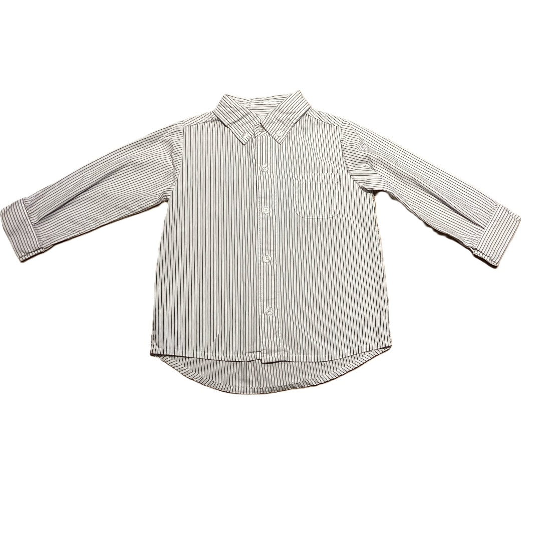12-18 Boys Koala Kids White/Brown Thin Stripe Button Down