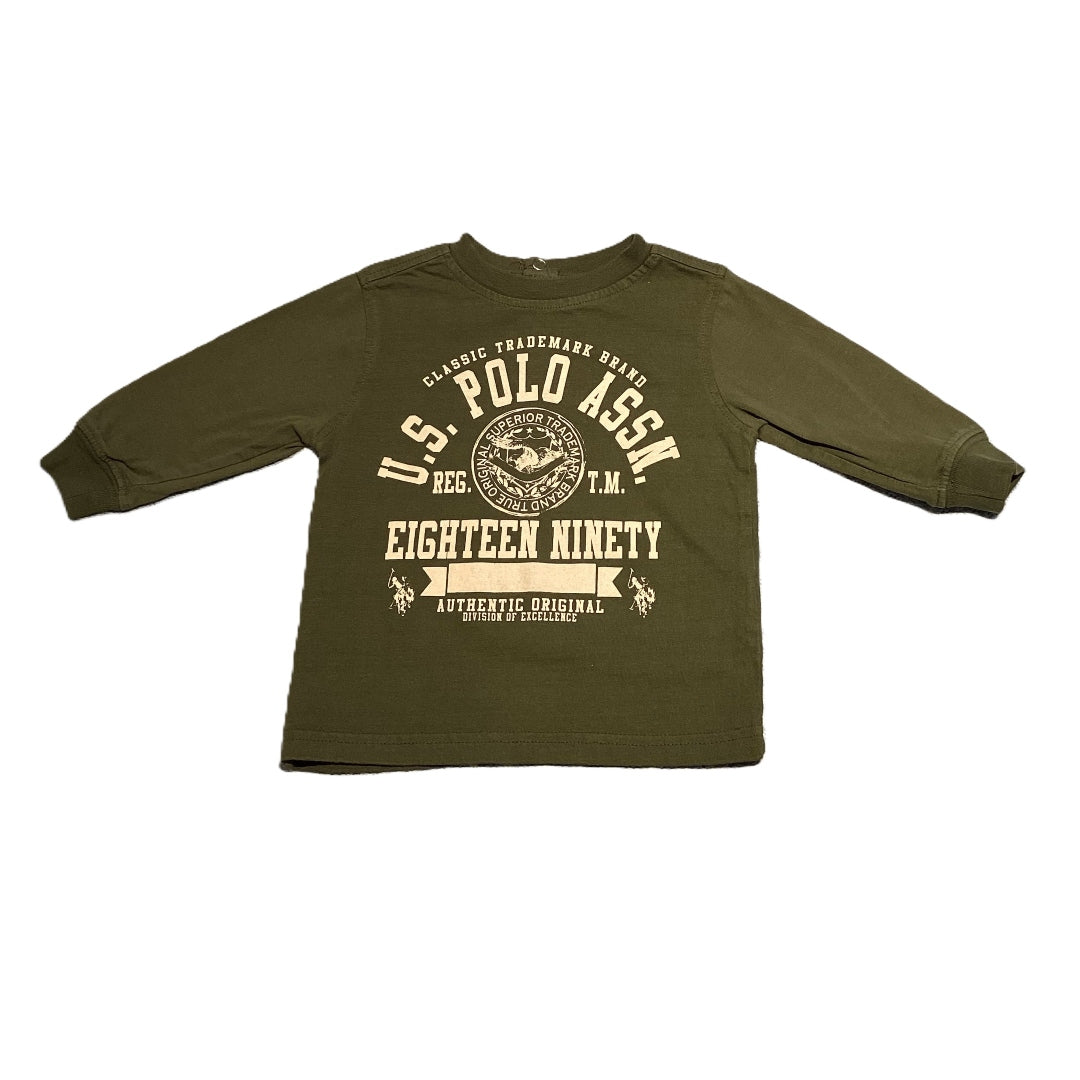 12-18 Boys US Polo Assn Green Logo Long Sleeve Shirt