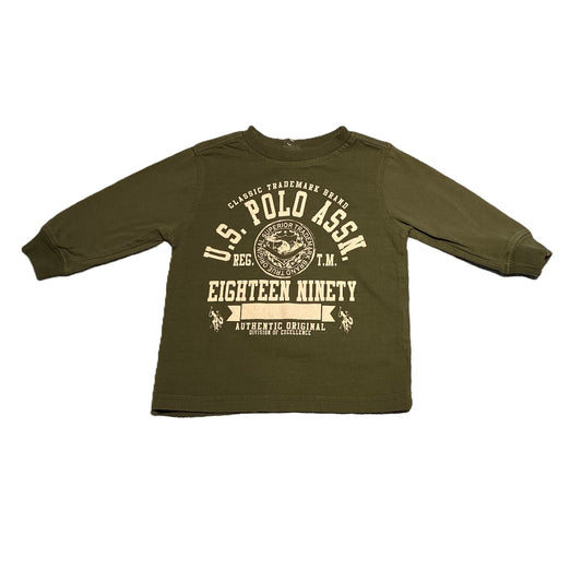 12-18 Boys US Polo Assn Green Logo Long Sleeve Shirt
