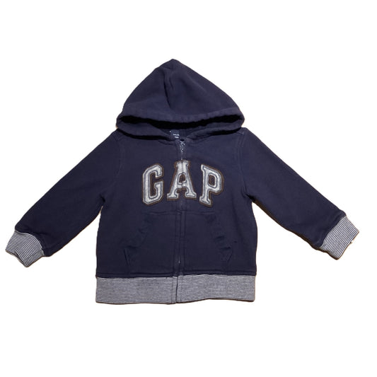 12-18 Boys Baby Gap Navy Logo Front Zip Hooded Sweatshirt