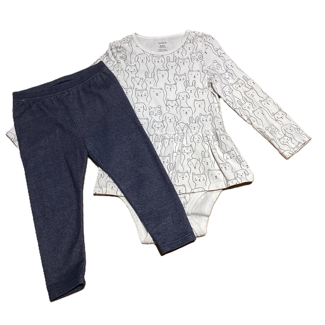 18-24 Girls Carter's Animal Outline Onesie with Skirt, Baby Gap Jeggings