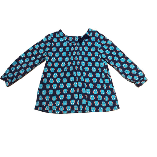 2T Girls Carter's Blue Owl Blouse