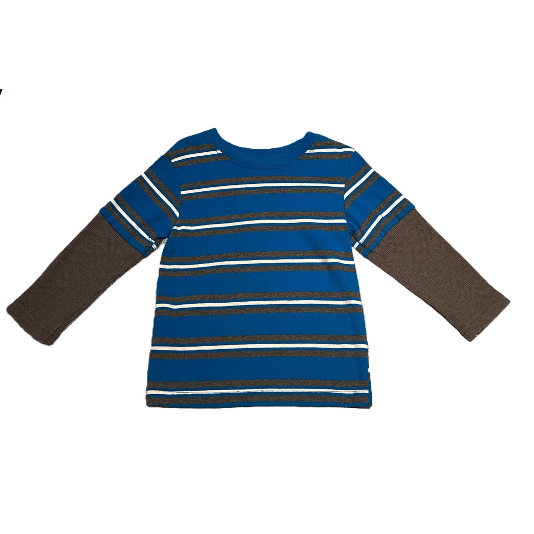 2T Boys Garanimals Long Sleeve Gray and Blue Striped Shirt