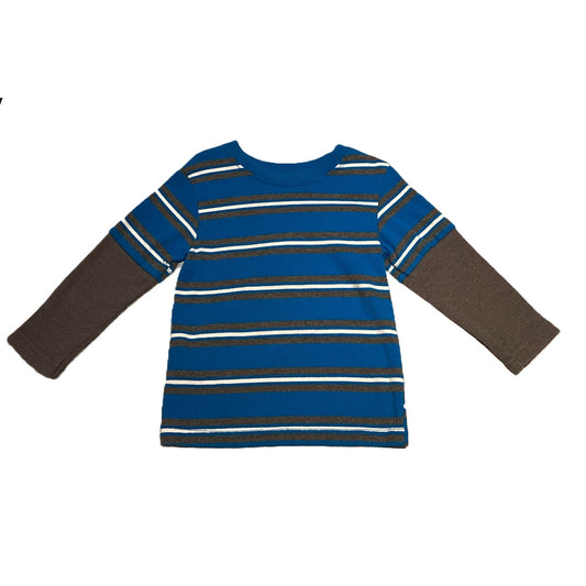 2T Boys Garanimals Long Sleeve Gray and Blue Striped Shirt