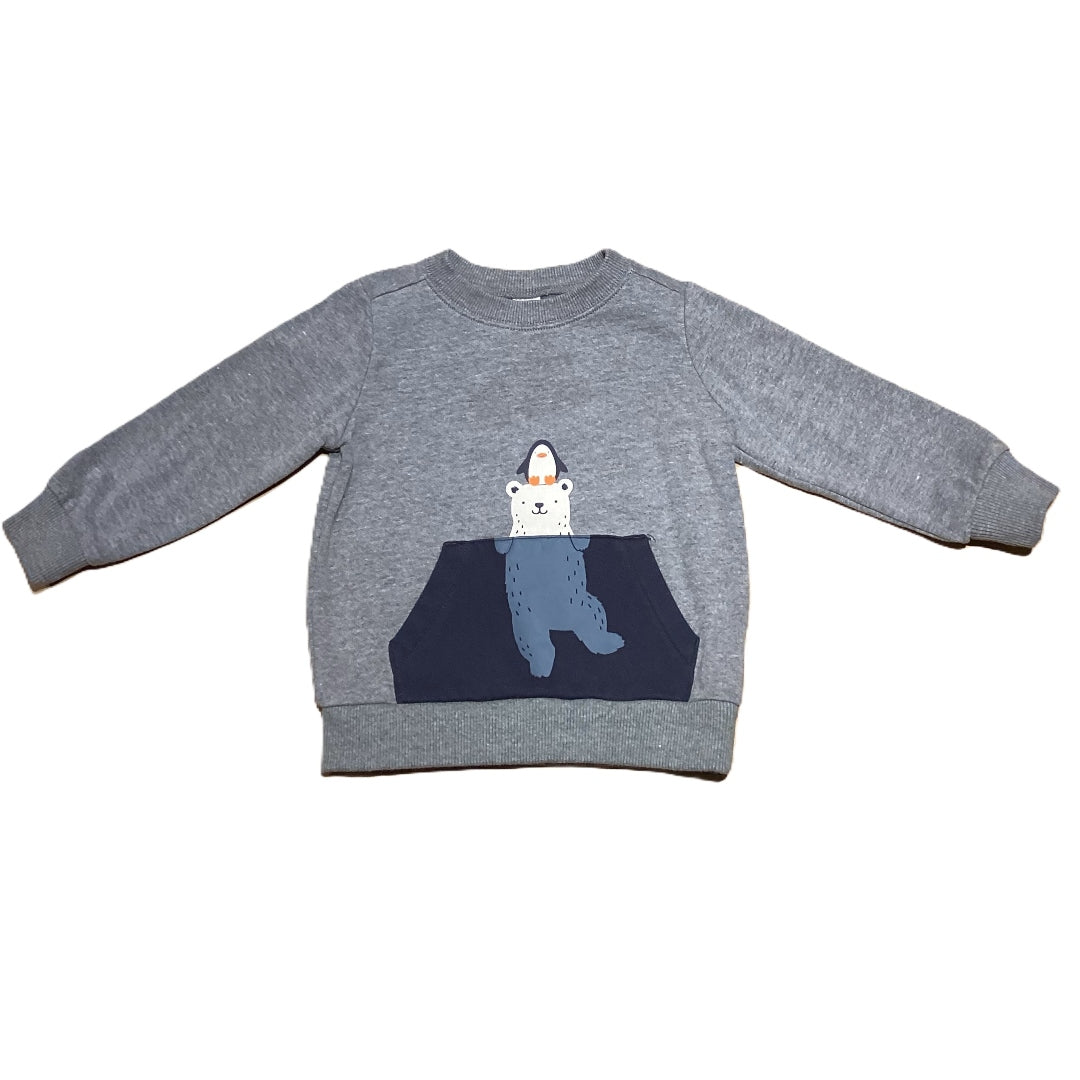 2T Boys Carter's Gray Polar Bear and Penguin Sweatshirt