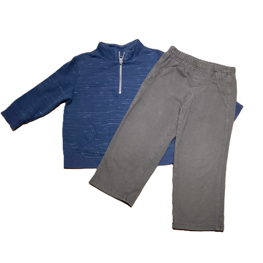 2T Boys Cherokee Half Zip Sweatshirt, Carter's Gray Pants