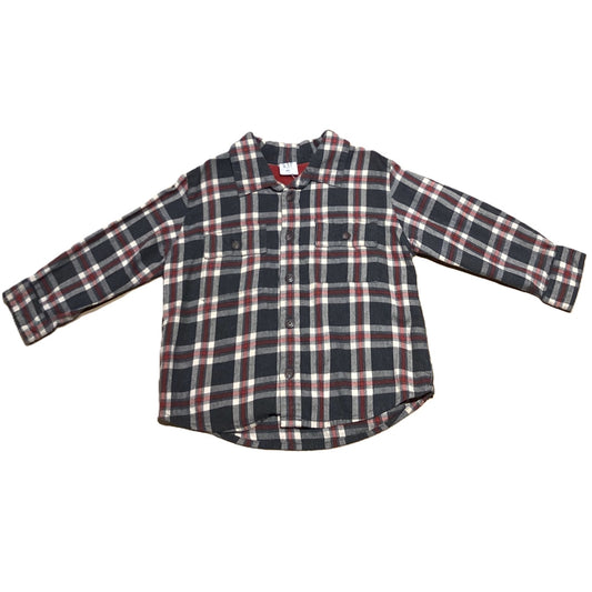 2T Boys Baby Gap Red Gray Plaid Flannel Shirt