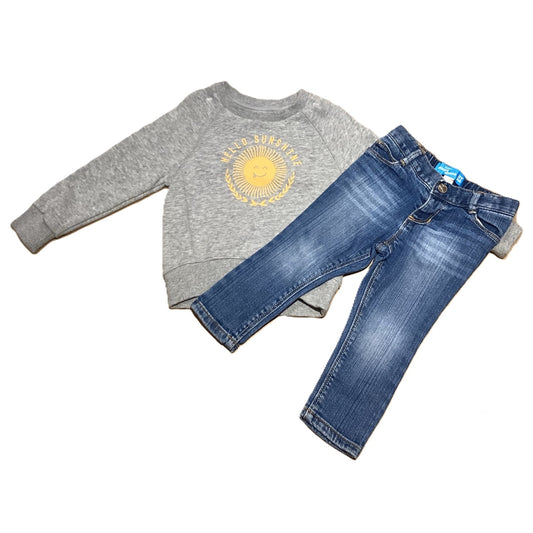 2T Girls Baby Gap Hello Sunshine Sweatshirt, Old Navy Jeans