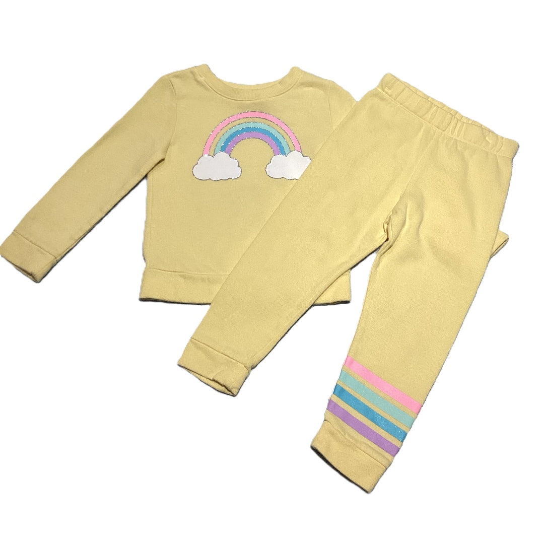 3T Girls The Children's Place Yellow Rainbow Sweatset